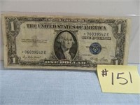 1935E Ser. $1 Silver Certificate Star Note, Blue