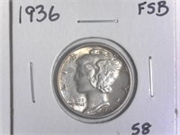 1936 Mercury Dime FSB