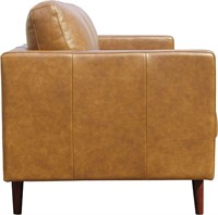 Rivet Revolve Modern Leather Couch, 80"W Caramel