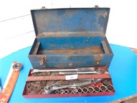 Metal tool box with sockets