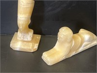 VTG EGYPTIAN REVIVAL ALABASTER/ONYX HAND CARVED