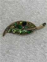 VINTAGE LIZ CLAIBORNE LEAF BROOCH  2 7/8L