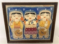 RARE VINTAGE SIGNED MEXICAN FOLK ART WATERCOLOR