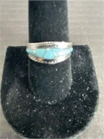 STERLING SILVER TURQUOISE RING SIZE 10