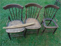 3 Wooden Chairs w 2 Extra spindles