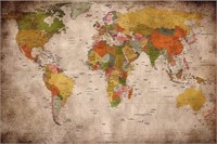 Large Photo Wallpaper Retro World Map