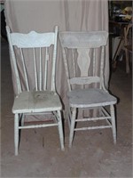 2 Press back painted chairs