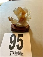 Antique Hand Carved Agate Statue On Stand (R 2)