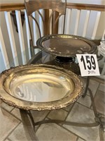 Silverplate Tray And Cake Stand (R4)