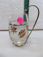 Vintage Libbey Glass Small Pitcher with Metal