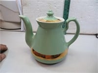 Vintage Hall Green & Gold Tea Pot 7"