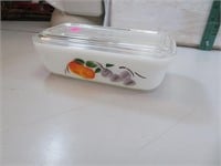 Vintage Fire King Refrigerator Dish with Fruit