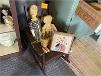 Children's Wooden Rocking Chair & Contents
