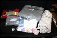 Crochet Leg warmers; Lg pajama Set; Grey Bath Rug