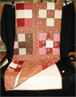 Floral Quilt-Pink/Red/Brown/Crème 80" x 80"