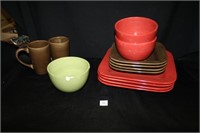 Various Dishes Red/Brown and Green