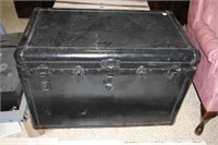 Large Black trunk w/red interior and tray