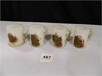 Mugs; Small; White w/raised Monk design;
