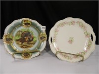 Bavarian Plates; (2); Turkeys; Floral; Easels not