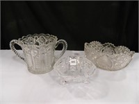 Patterned Glass Dishes-(3); ; Smaller