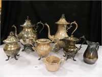 Silver on Copper Tea Set; 5 Pieces; 2 Pieces Marke