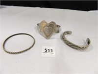 Silver tone Bracelets; Assorted Styles; (3);