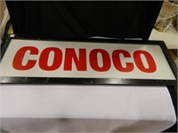 Conoco Metal Sign in Wooden Frame; 16 1/2" x 49";