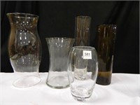 Vases-(4); Glass Shade-(1);