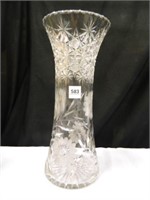 Crystal Vase w/Etched Floral Design; 14" h.;