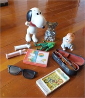 SNOOPY ITEMS, JOINTED DOLL, MINIATURE VIOLIN