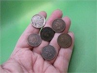 1928 Buffalo Nickel & 5 Indian Head Pennies (1890-