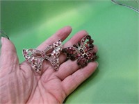 2 Ornate Butterfly Brooch Pins