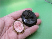 2 Vintage Cameo Brooch Pins
