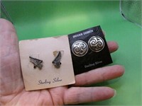 2 Pr Vintage Sterling Silver Screwback Earrings