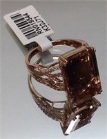 14K ROSE GOLD CAST MORGANITE & DIAMOND RING
