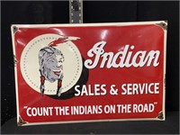 Heavy Enamel Indian Motorcycles Advertising Sign