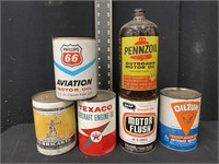 Lot of Vintage Oil Advertising Cans (All Full)
