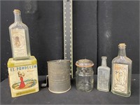 Lot of Vintage Jars, Tins, and Bottles