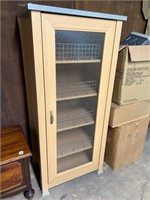 Glass door pantry cabinet sliding shelves