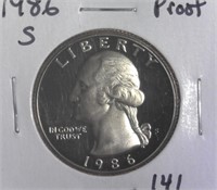 1986-S Proof Washington Quarter