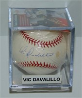 VIC DAVALILLO  AUTOGRAPHED MLB BASEBALL JSA COA