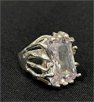 AMAZING 10CT WHITE TOPAZ MEXICO 950 STERLING RING