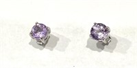 DAZZLING 1CT LAVENDER AMETHYST SOLITAIRE EARRINGS
