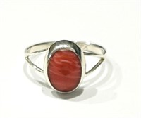 STELLAR MEXICAN STERLING 1CT POLISHED CORAL RING