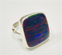 MEXICAN 925 STERLING POLISHED RED FIRE OPAL RING