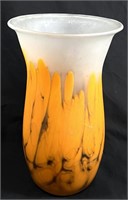 GORGEOUS MURANO FROSTED ORANGE DECO GLASS VASE