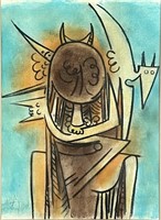 WILFREDO LAM (1966) PASTEL CHARCOAL ON PAPER