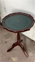 Leather Top Scallop Edge Occasional Table