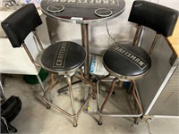 Craftsman bar height round table and two stools