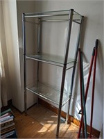 Metal rack with glass shelves